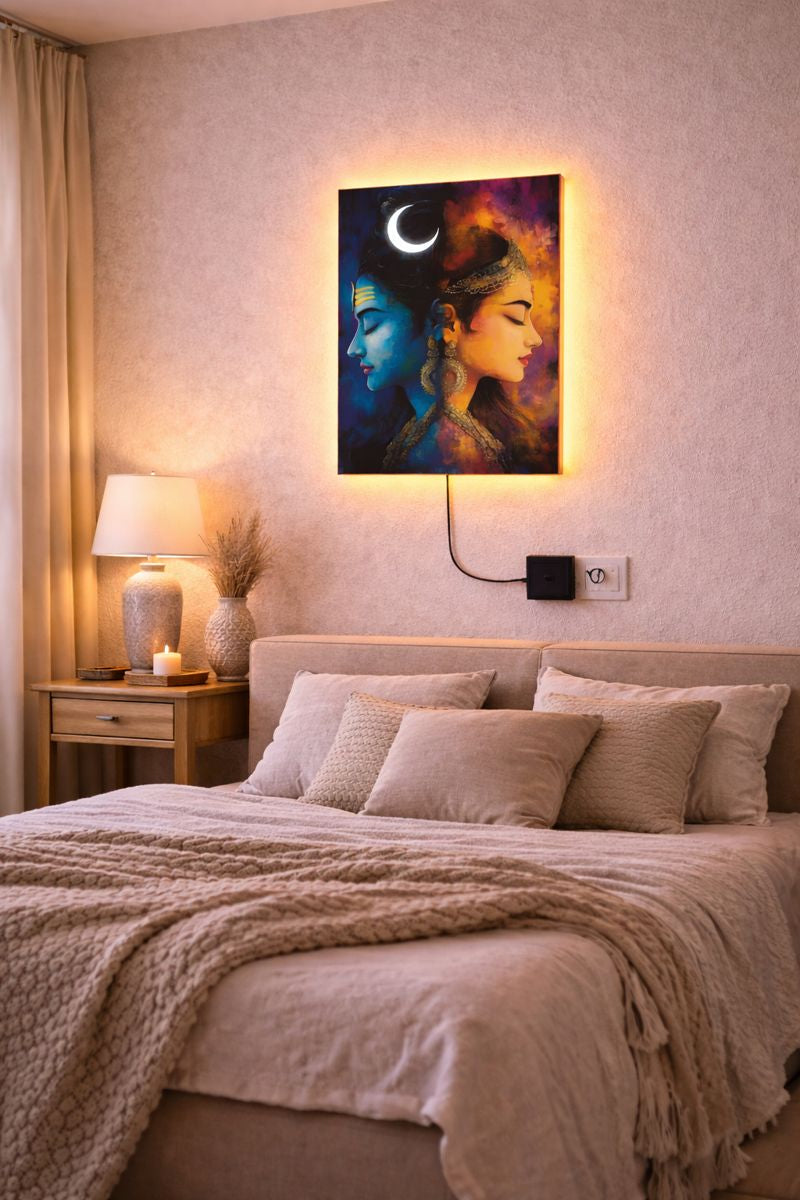 Shiv–Parvati Acrylic Light Frame