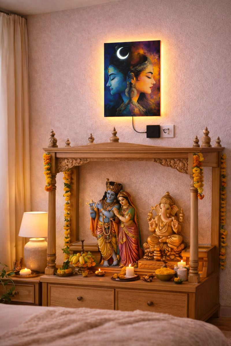 Shiv–Parvati Acrylic Light Frame
