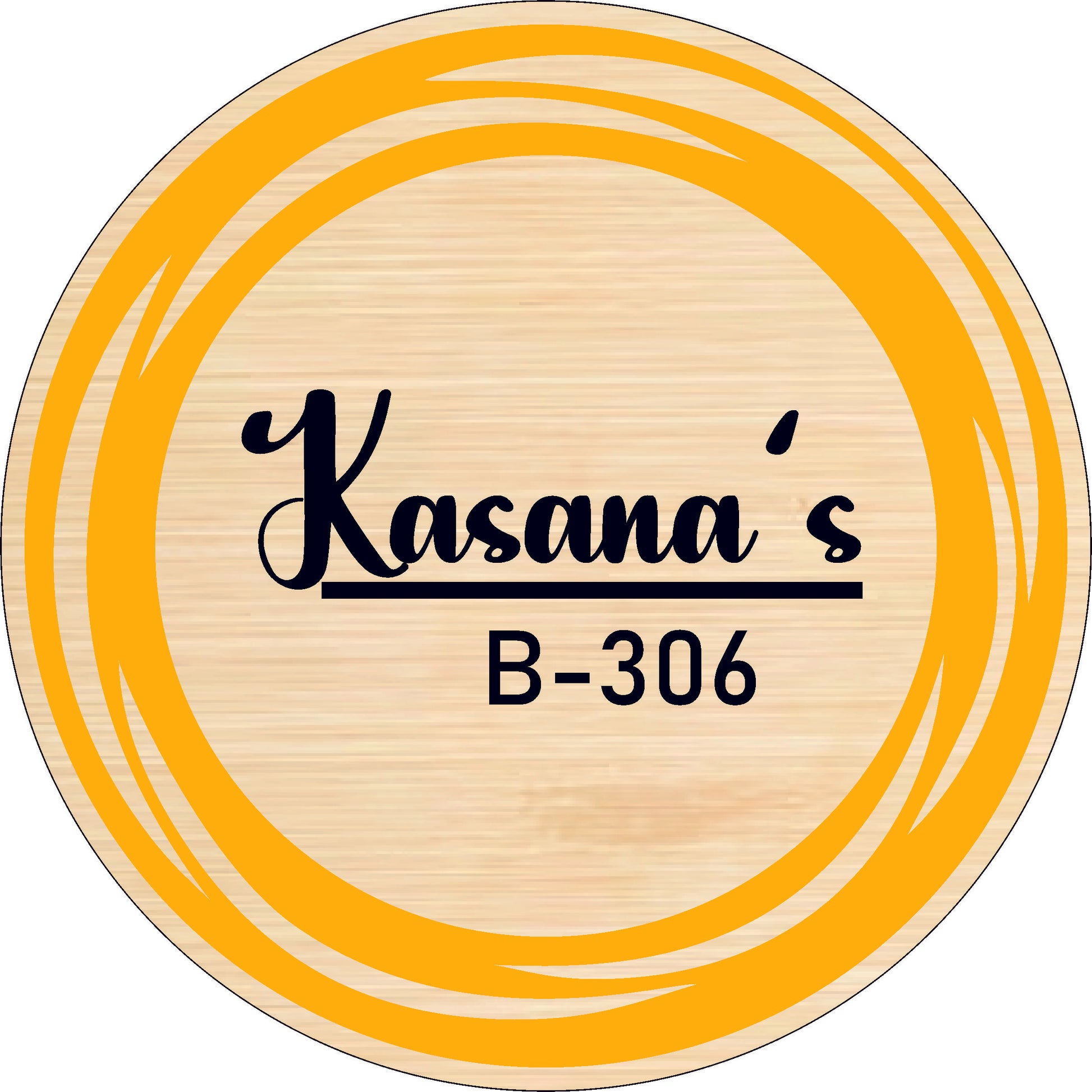 Circle Ring Name Plate ( Cream Wooden Mdf & Black+Golden  Acrylic)