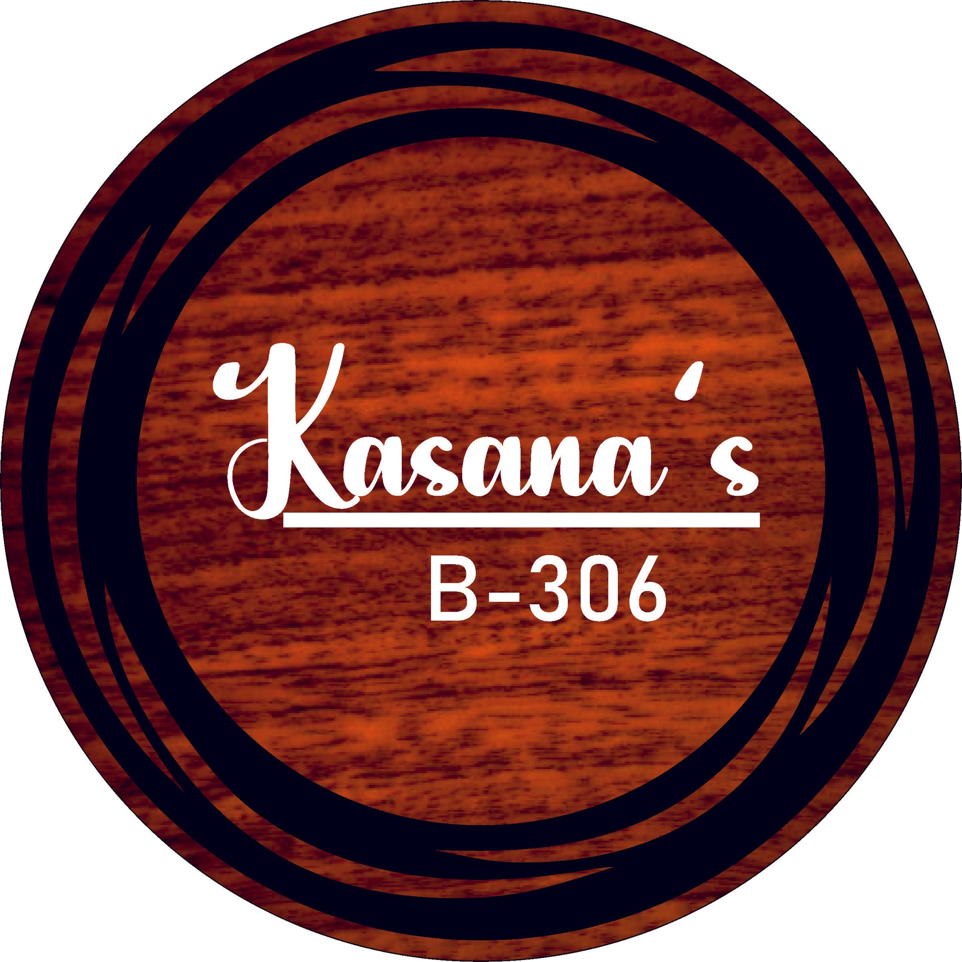Circle Ring Name Plate ( Cream Wooden Mdf & Black+Golden  Acrylic)