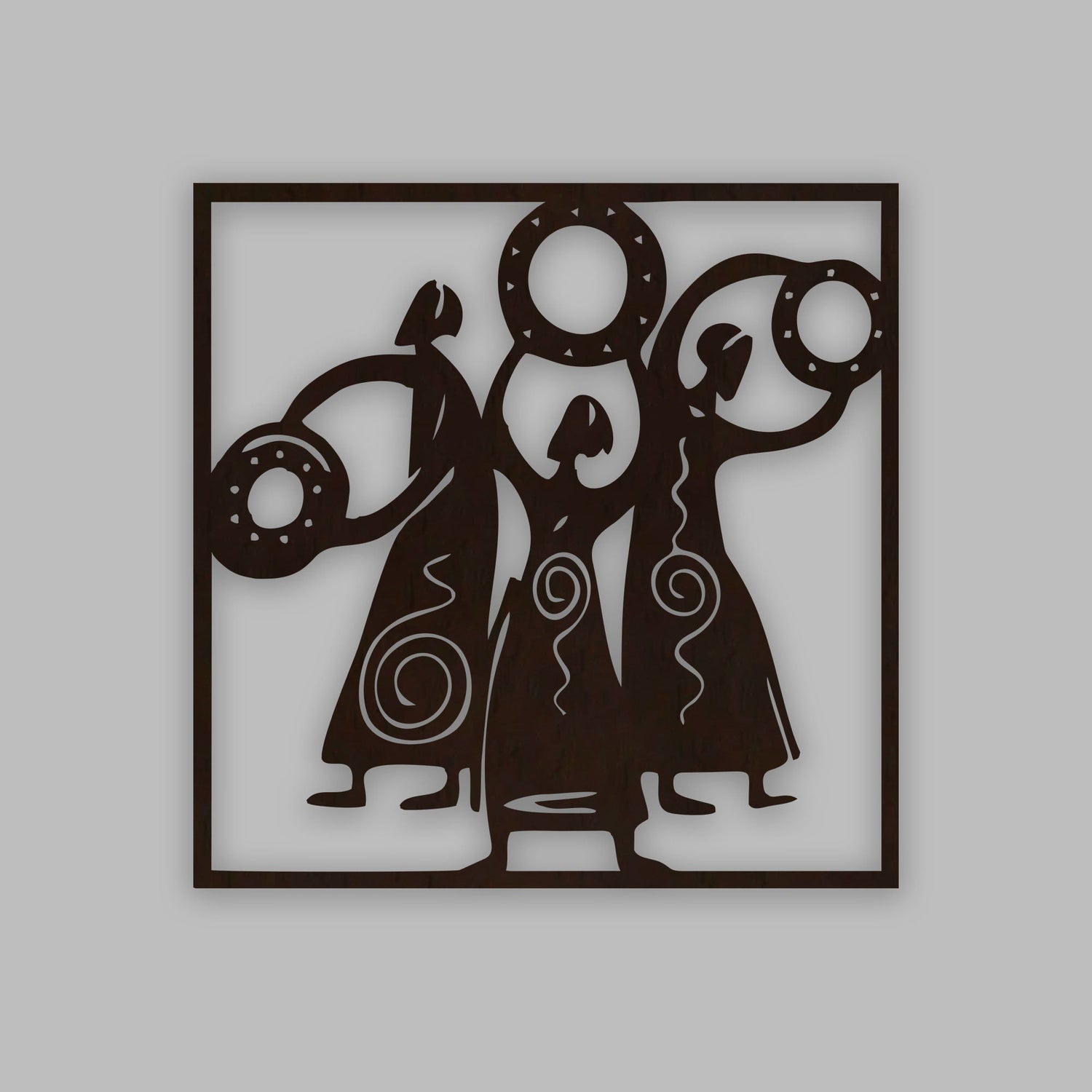 African Women Folk Dance Backlit Wooden Wall Decor with LED Night Light With Remote