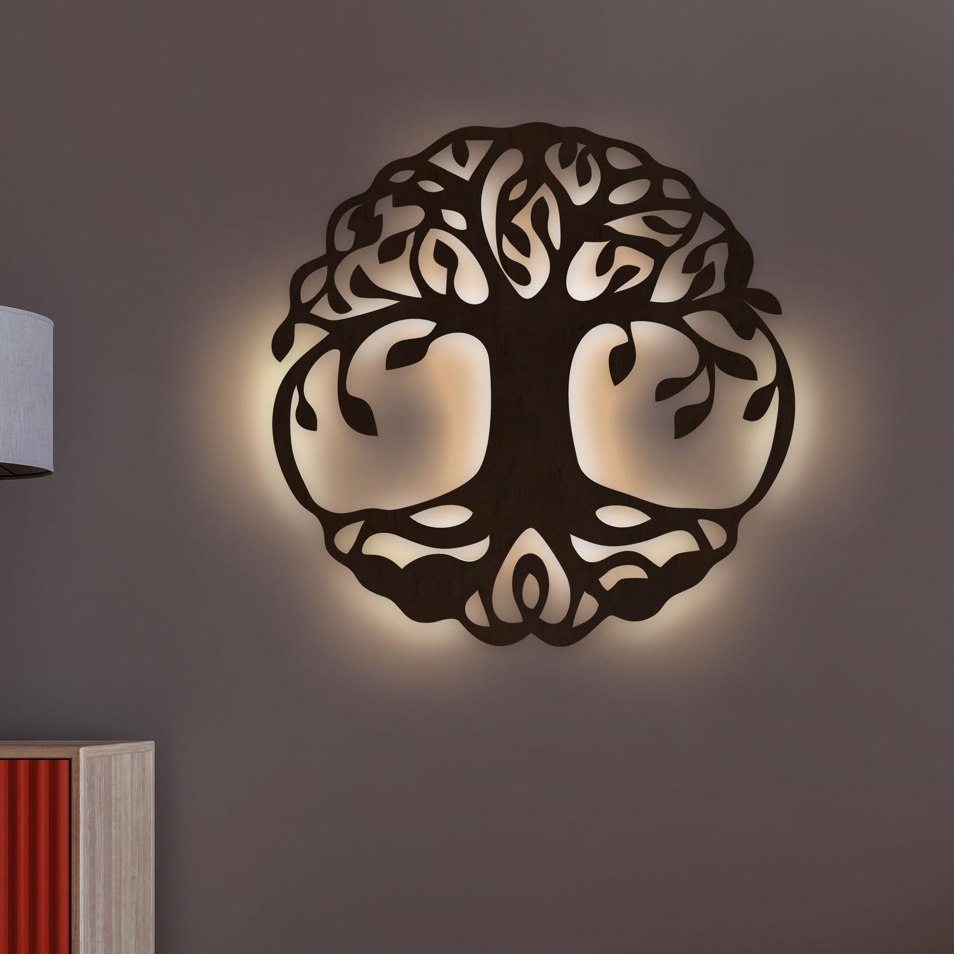 Beautiful Life of Tree Backlit Wooden Wall Decor with LED Night Light With Remote