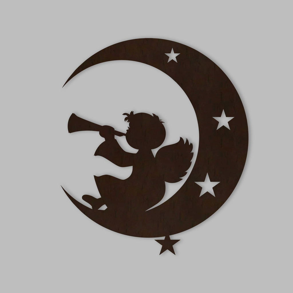 Silhouette Angel Backlit Wooden Wall Hanging with LED Night Light With Remote