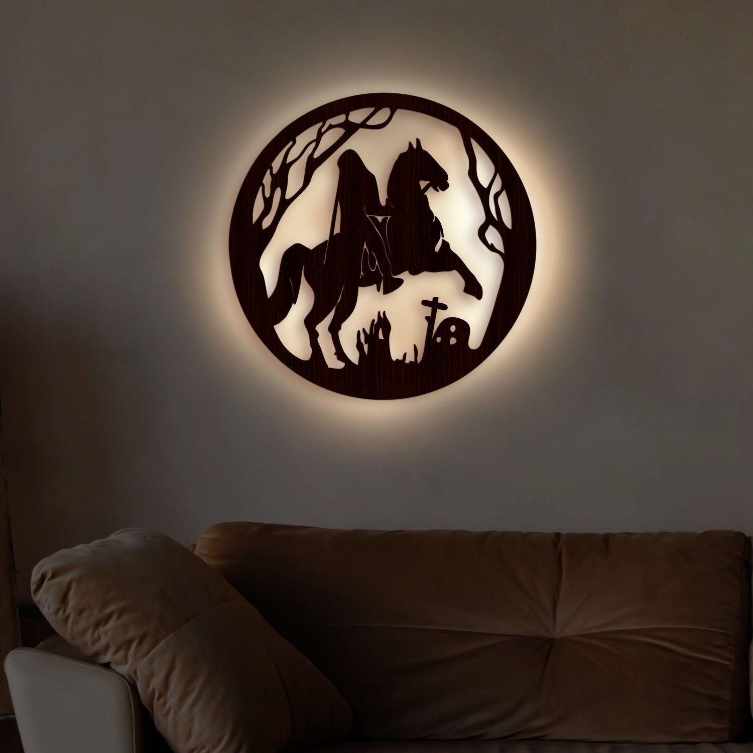 Ghost Rider Backlit Wooden Wall Decor with LED Night Light With Remote