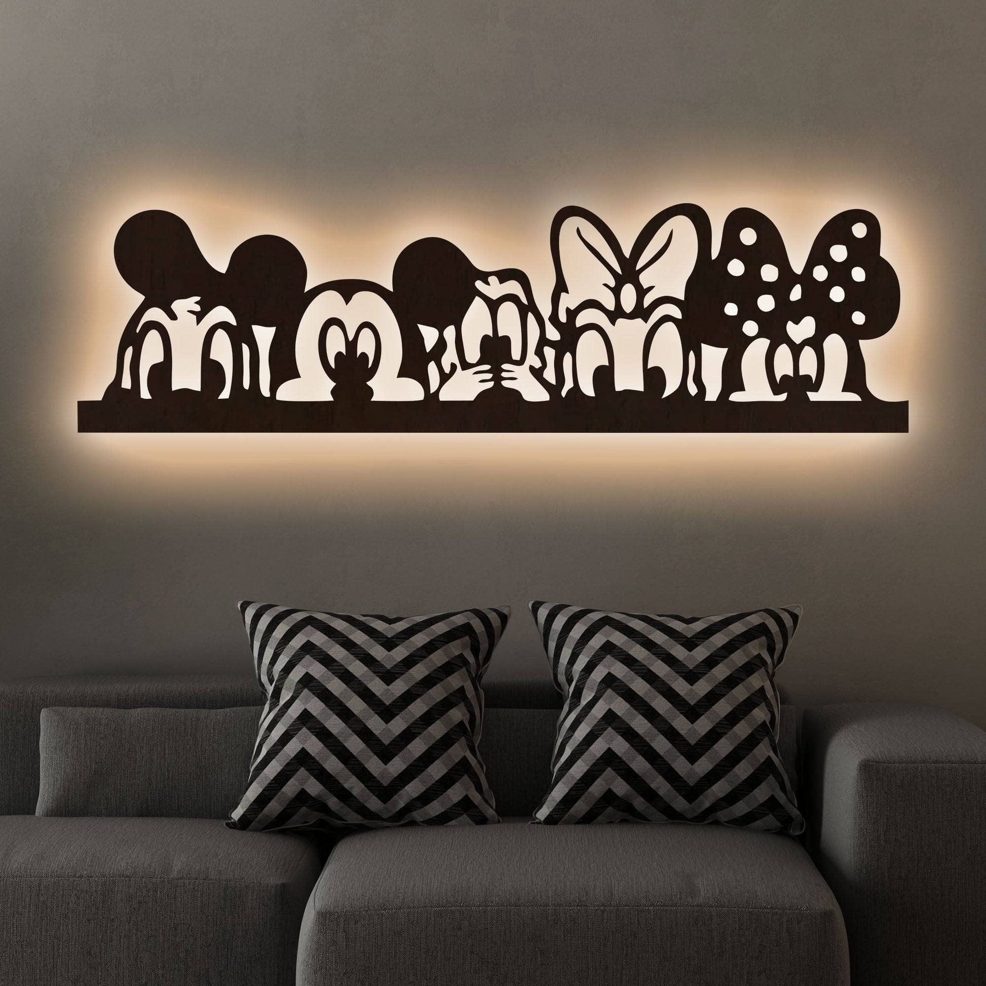 Mickey Mouse And Friends Backlit Wooden Wall Decor with LED Night Light With Remote