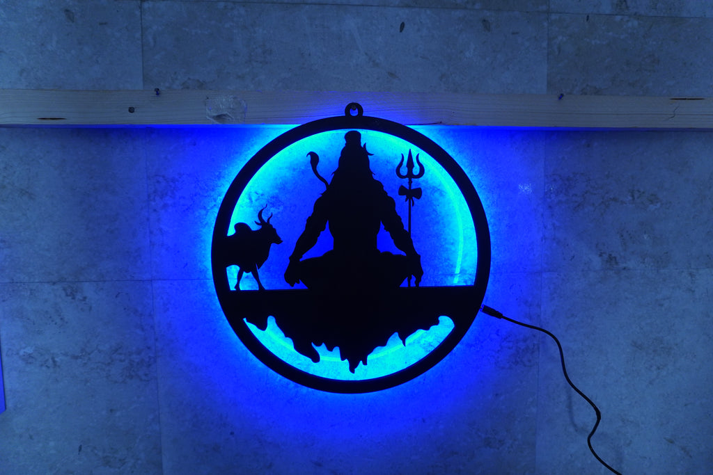 Shiv Ji Black Cutout Photo Frame With Light and Remote