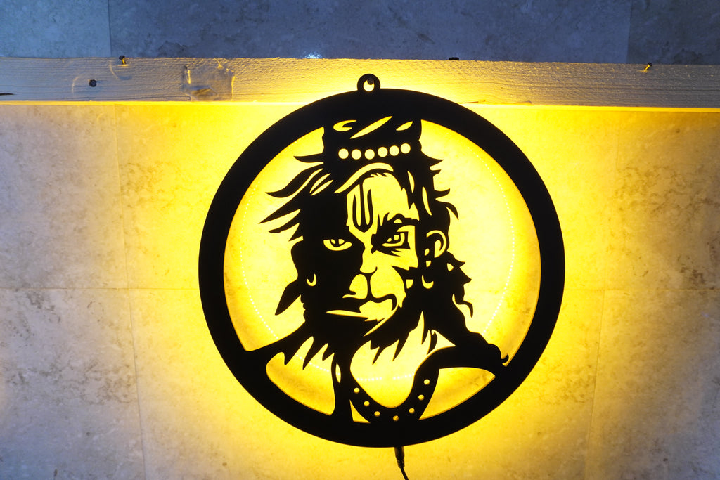 Hanuman Ji Black Cutout Photo Frame With Light and Remote