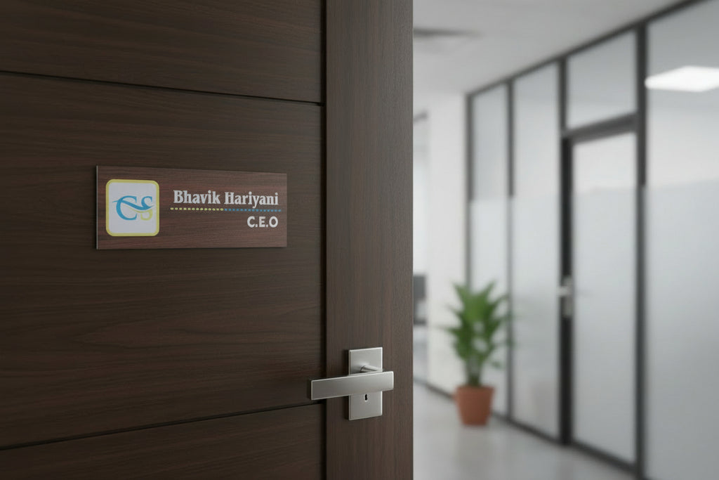 Premium MDF Office Cabin Name Plate with UV Print | Custom Design