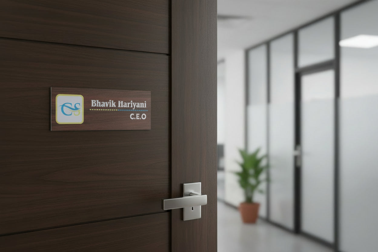 Premium MDF Office Cabin Name Plate with UV Print | Custom Design