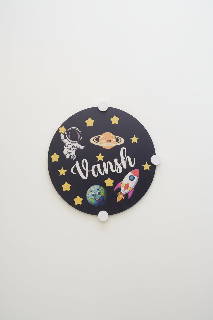 Round MDF Home Name Plate | Personalized Wall Hanging Board