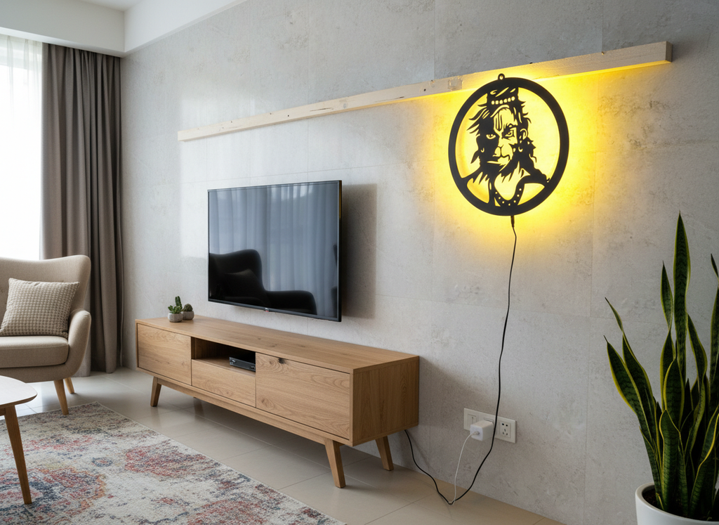 Hanuman Ji Black Cutout Photo Frame With Light and Remote