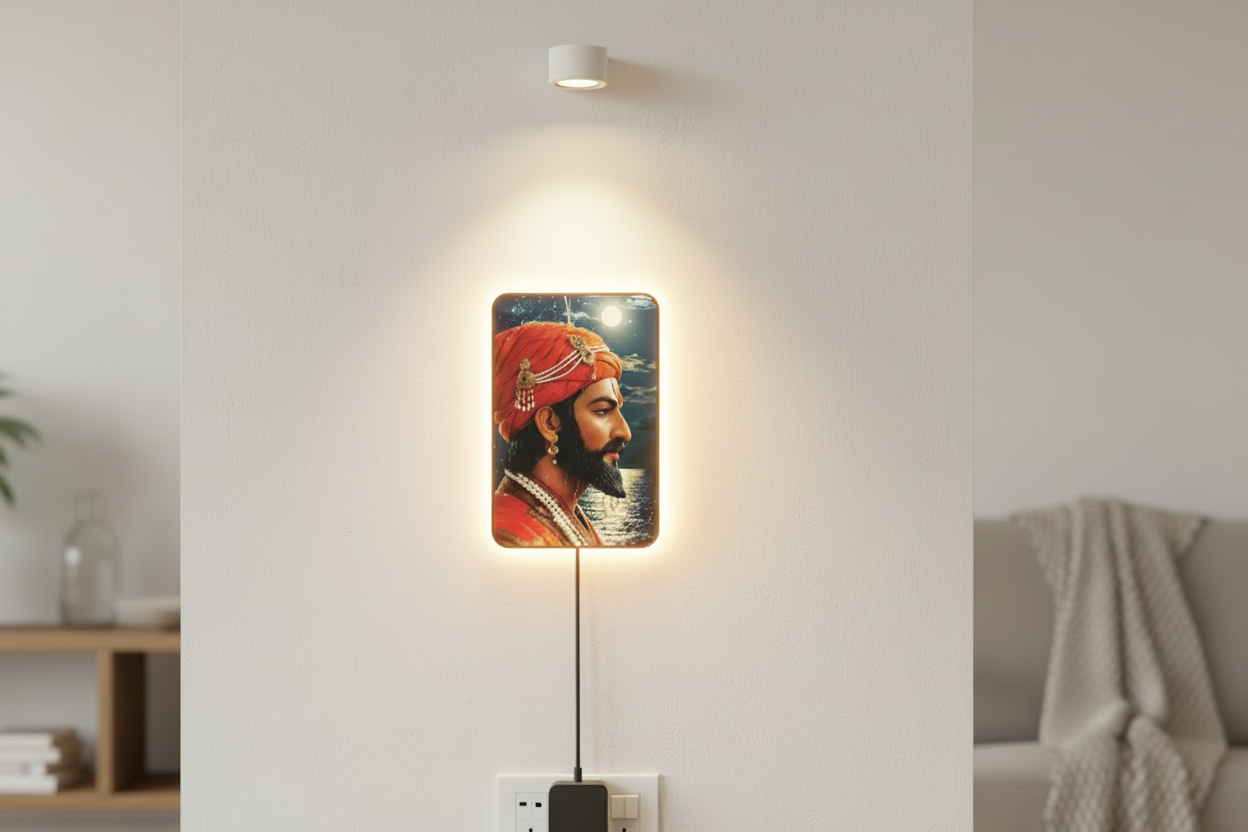 Shivaji Printed Acrylic Wall Frame With Light and Remote