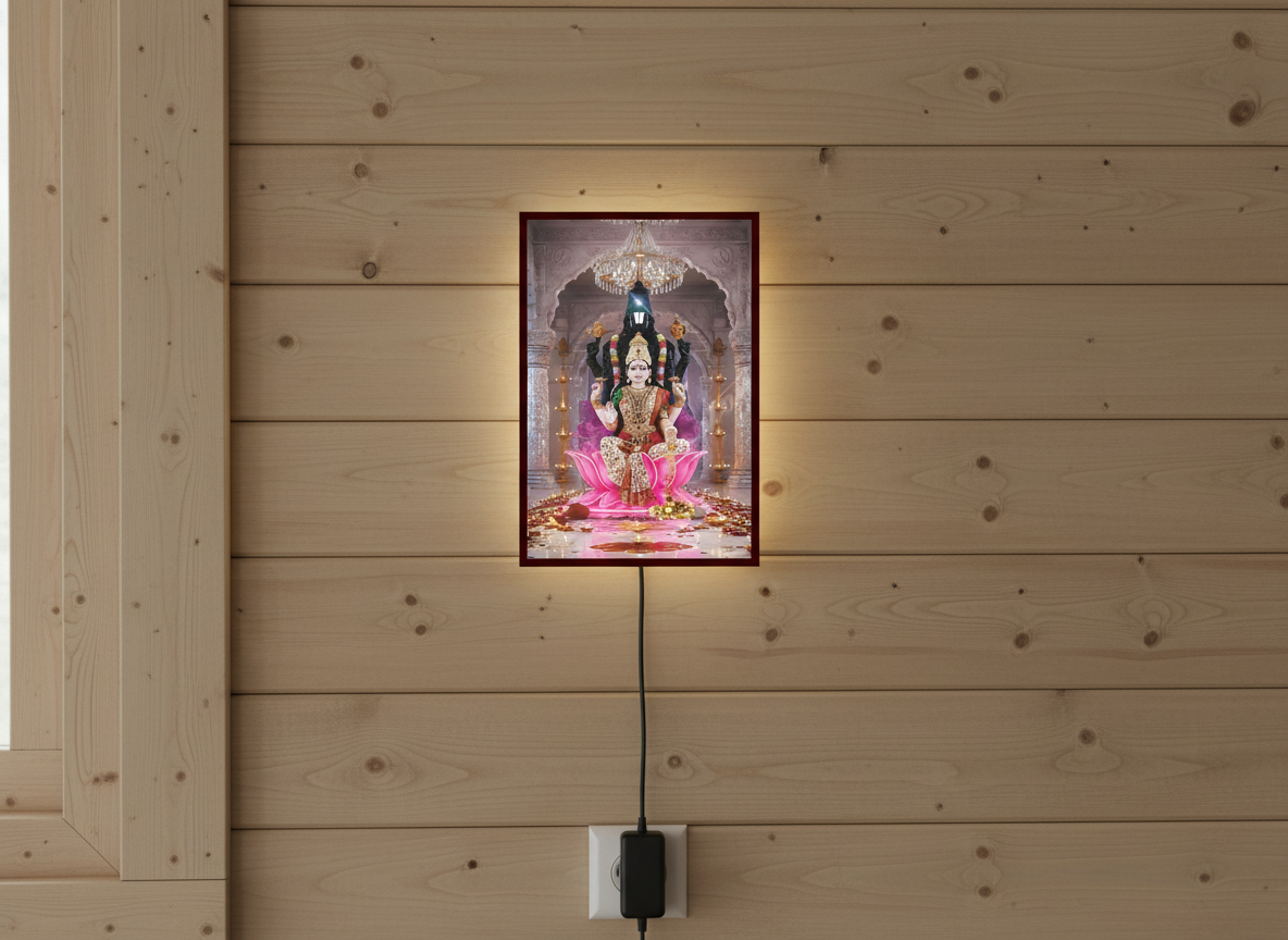Tirupati and Laxmi Ji Printed Acrylic Wall Frame WIth Light and Remote