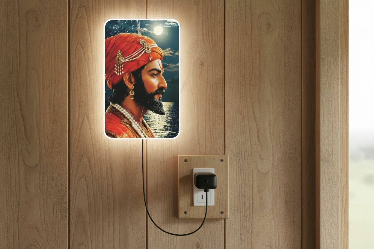 Shivaji Printed Acrylic Wall Frame With Light and Remote