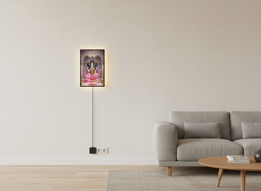 Tirupati and Laxmi Ji Printed Acrylic Wall Frame WIth Light and Remote