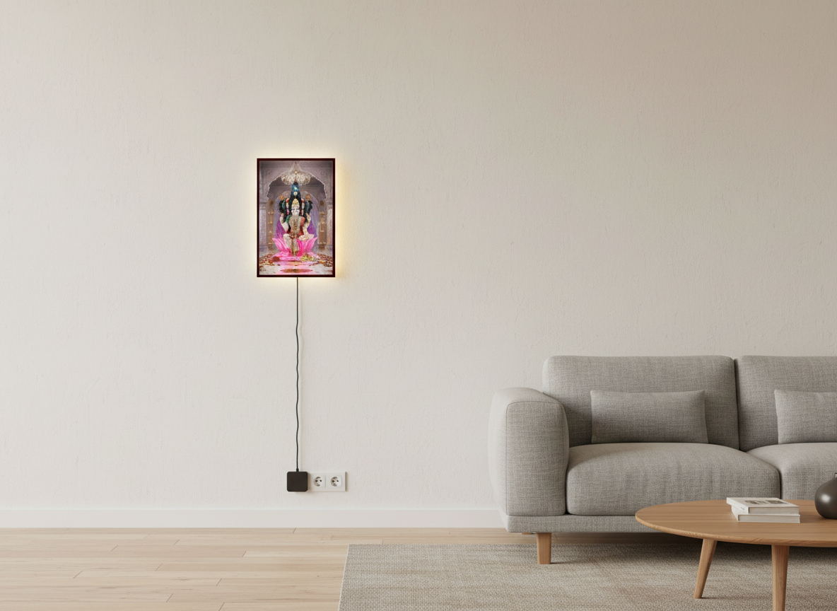 Tirupati and Laxmi Ji Printed Acrylic Wall Frame WIth Light and Remote