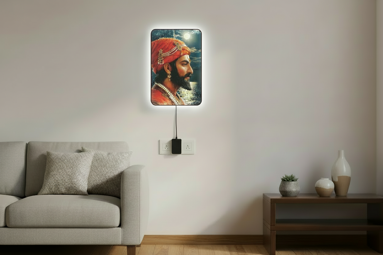 Shivaji Printed Acrylic Wall Frame With Light and Remote