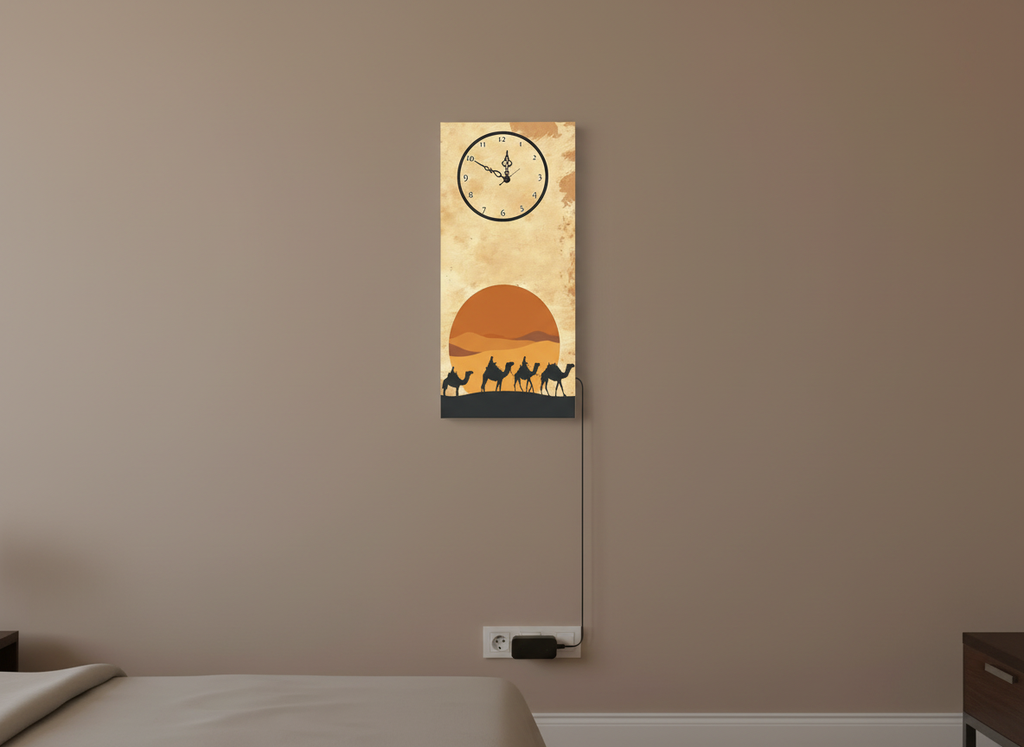 Camel Printed Wall Clock With Light