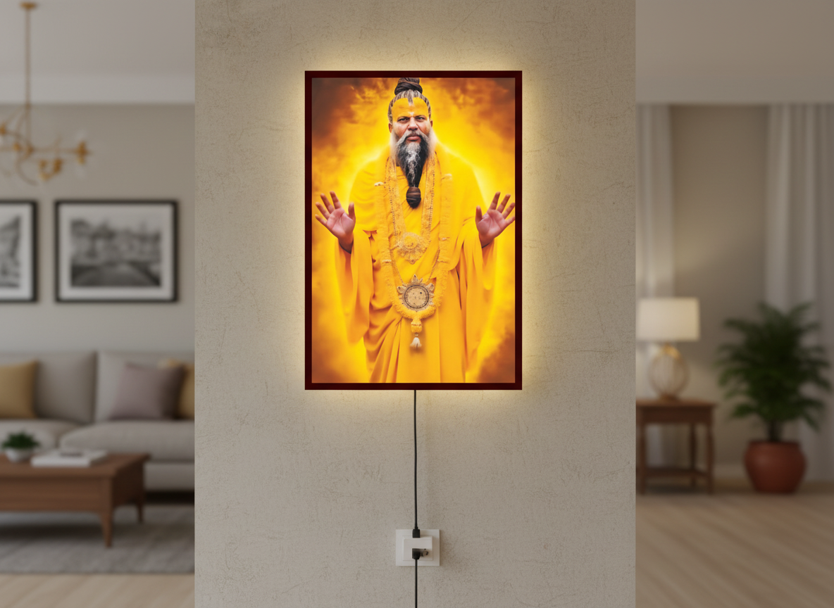 Premanand Ji Acrylic Wall Frame With Light And Remote