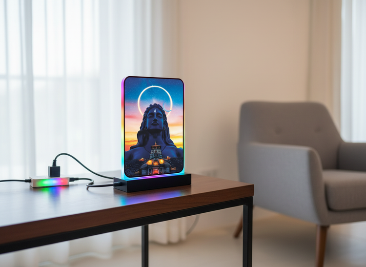 Adi Yogi Acrylic Wall Frame With Light