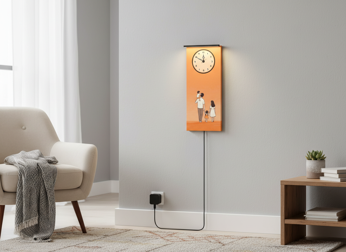 Family Print Wall Clock With Light