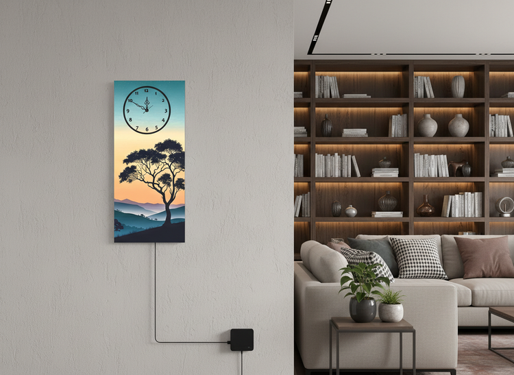 Vibrant Tree Printed Wall Clock With Light