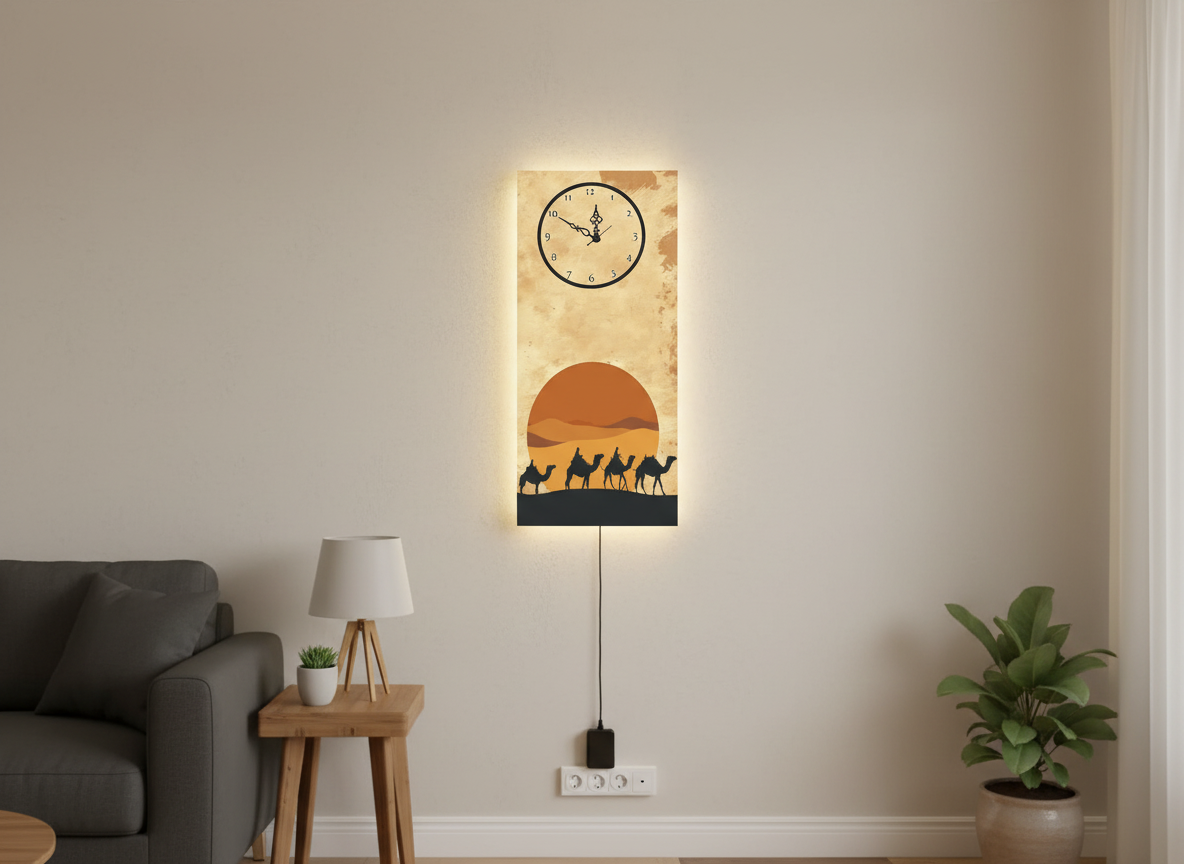 Camel Printed Wall Clock With Light
