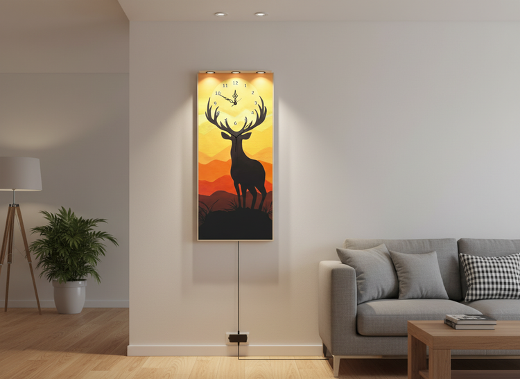 Deer Print Wall Clock With Light