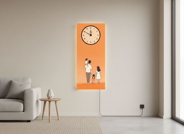 Family Print Wall Clock With Light