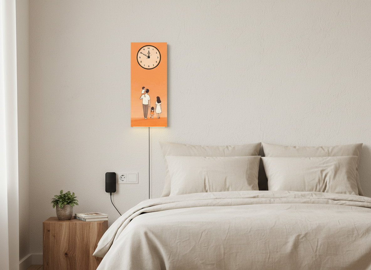 Family Print Wall Clock With Light