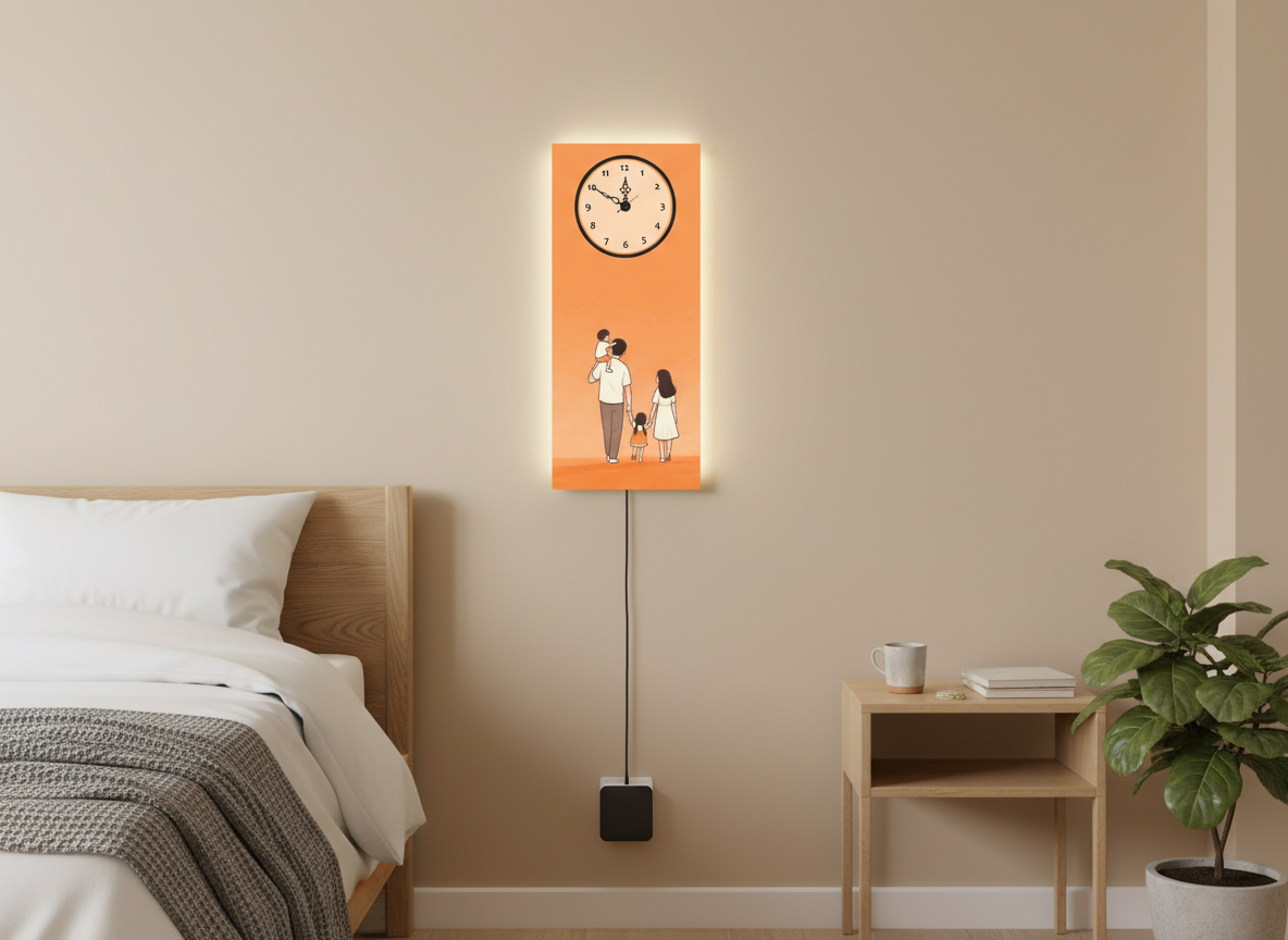 Family Print Wall Clock With Light