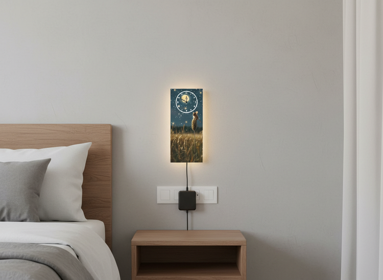 Harvest Mouse Moonlight Wall Clock With Light