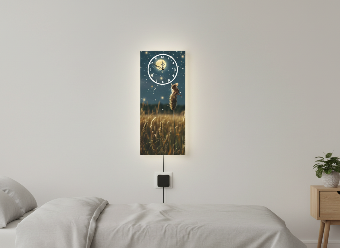 Harvest Mouse Moonlight Wall Clock With Light