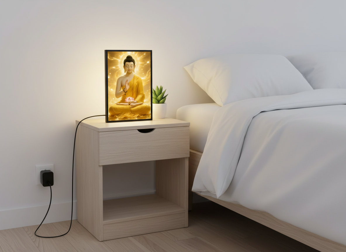 Gautam Budha Acrylic Wall Frame With Light And Remote