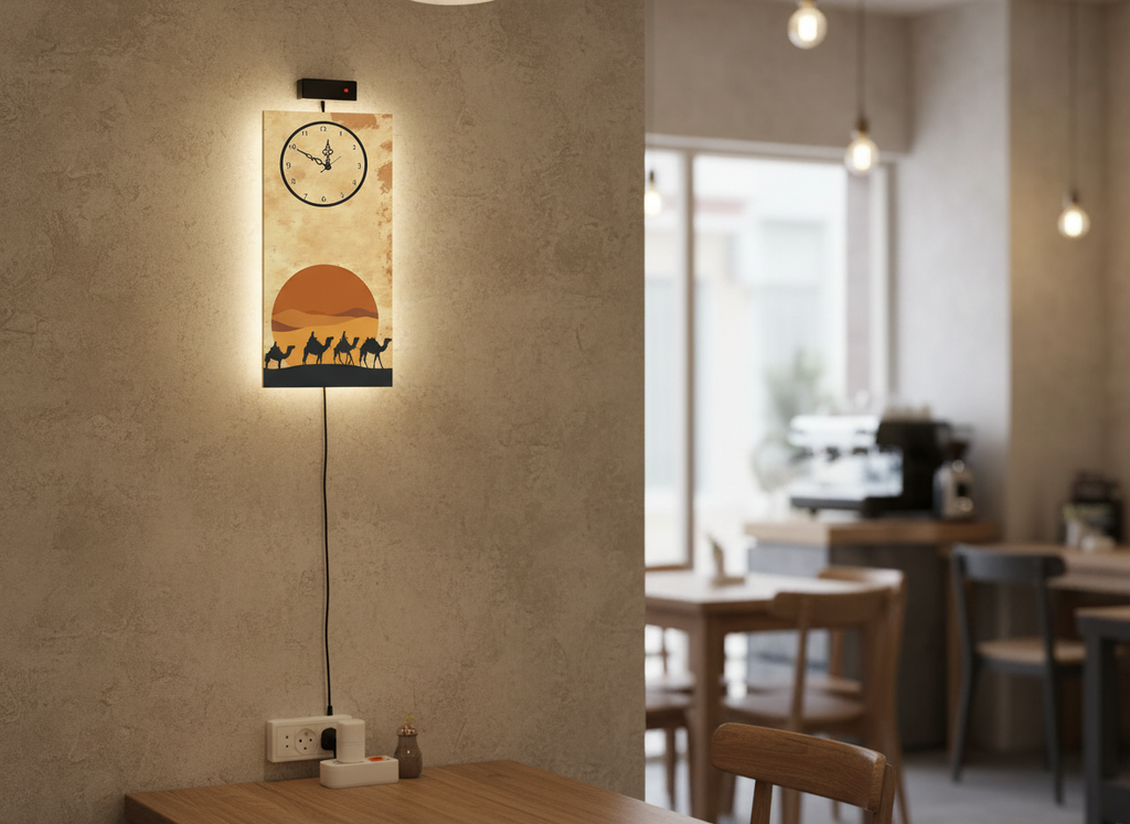 Camel Printed Wall Clock With Light