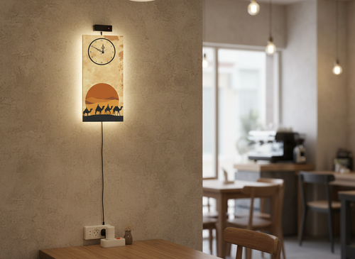 Camel Printed Wall Clock With Light