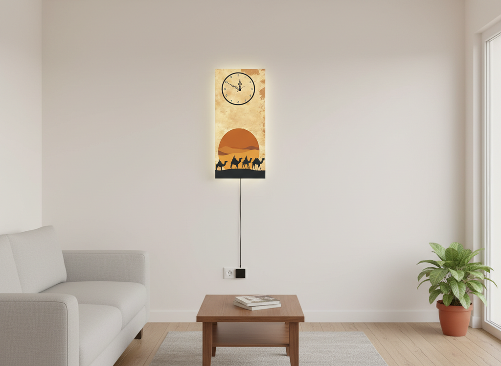 Camel Printed Wall Clock With Light