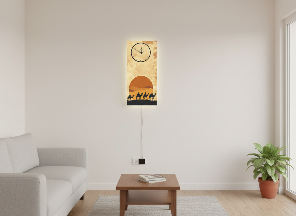 Camel Printed Wall Clock With Light