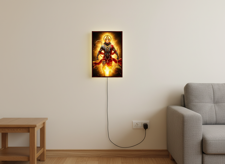 Hanuman Ji Acrylic Wall Frame With Light And Remote