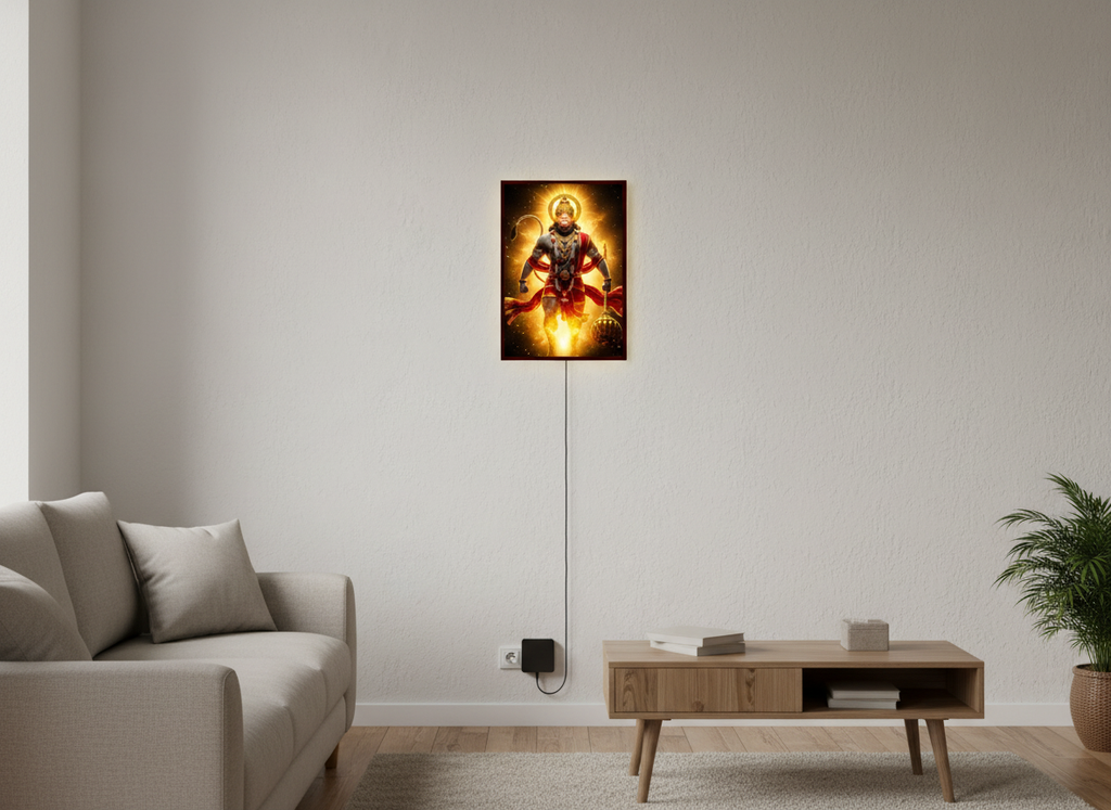 Hanuman Ji Acrylic Wall Frame With Light And Remote