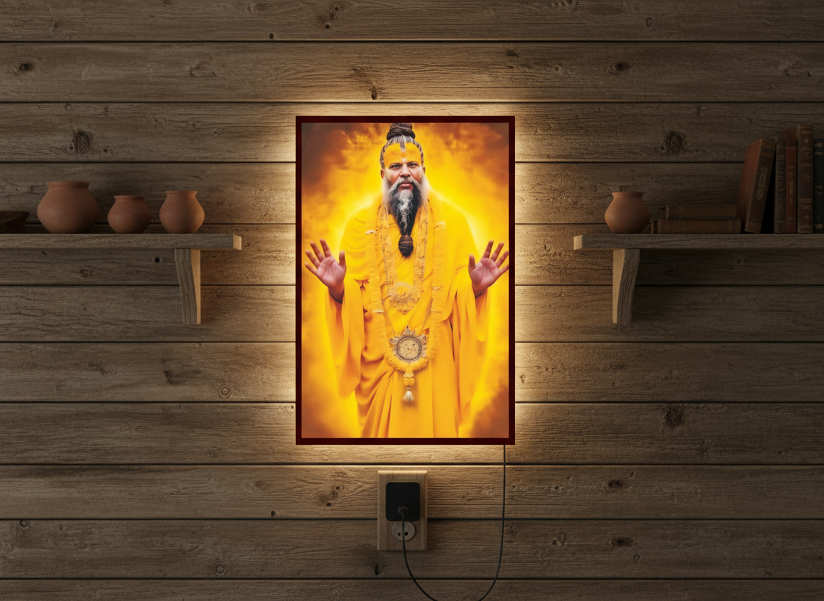 Premanand Ji Acrylic Wall Frame With Light And Remote
