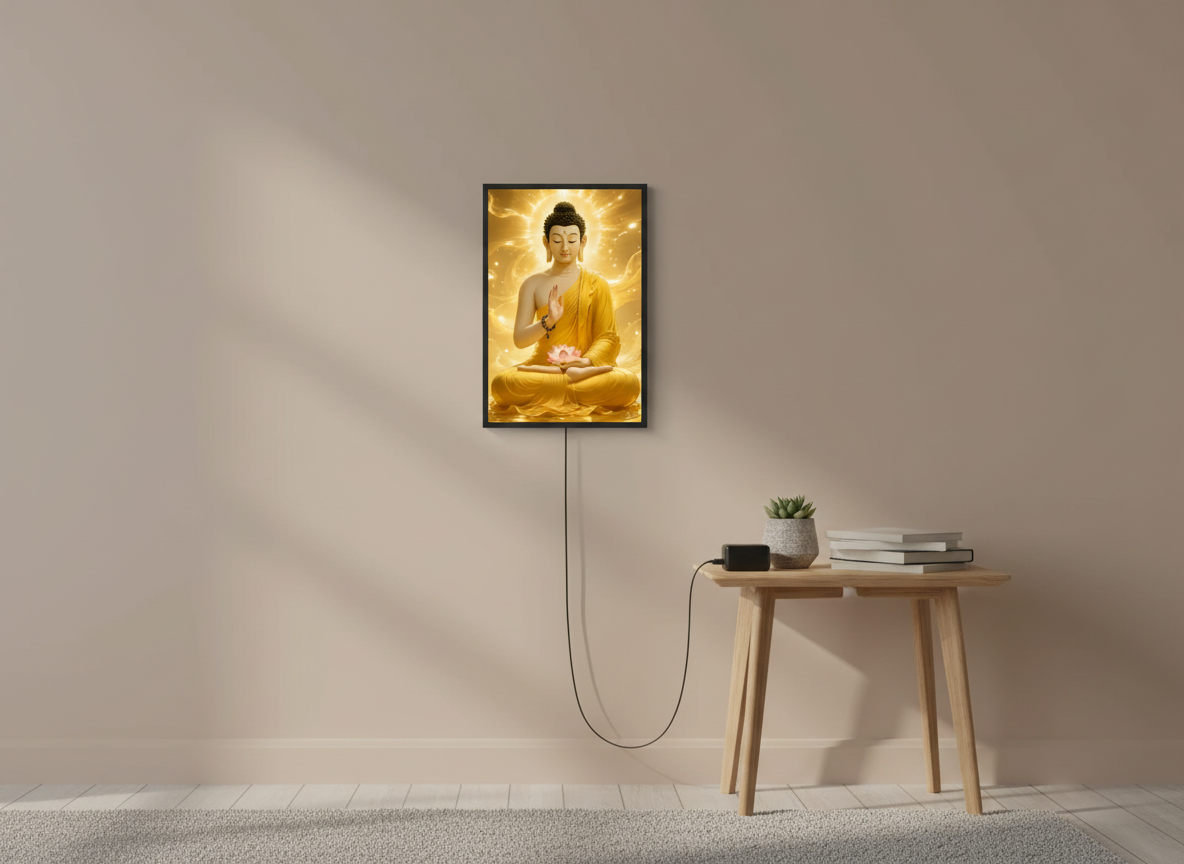 Gautam Budha Acrylic Wall Frame With Light And Remote