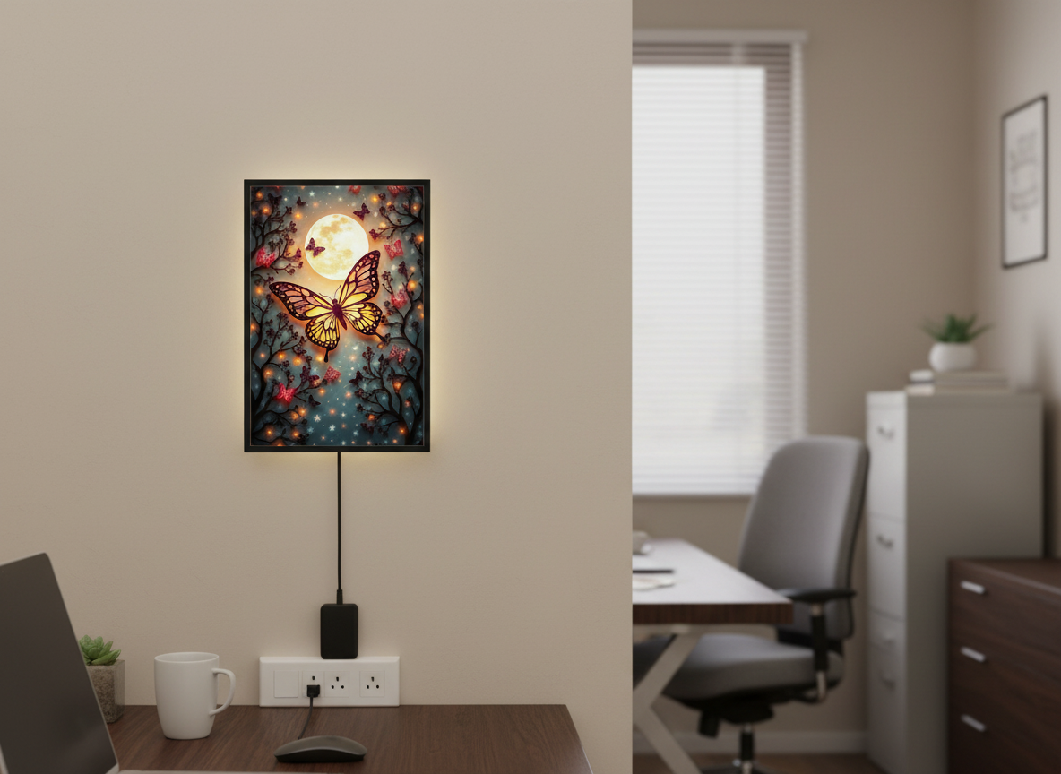 Butterfly Wall Frame With Light And Remote
