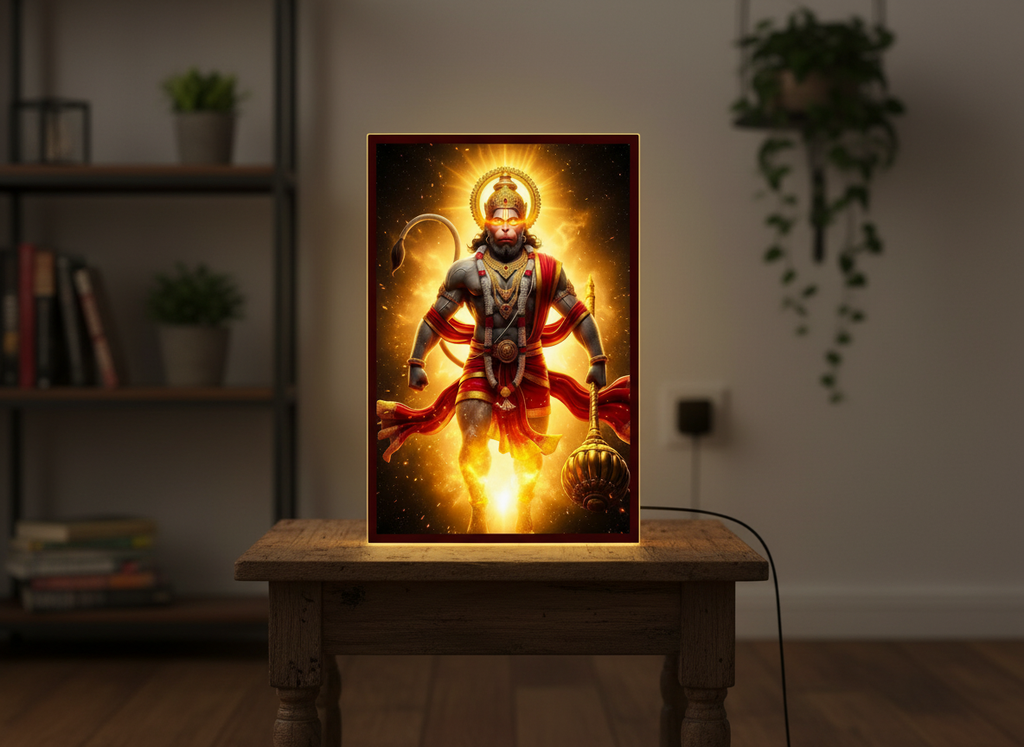 Hanuman Ji Acrylic Wall Frame With Light And Remote