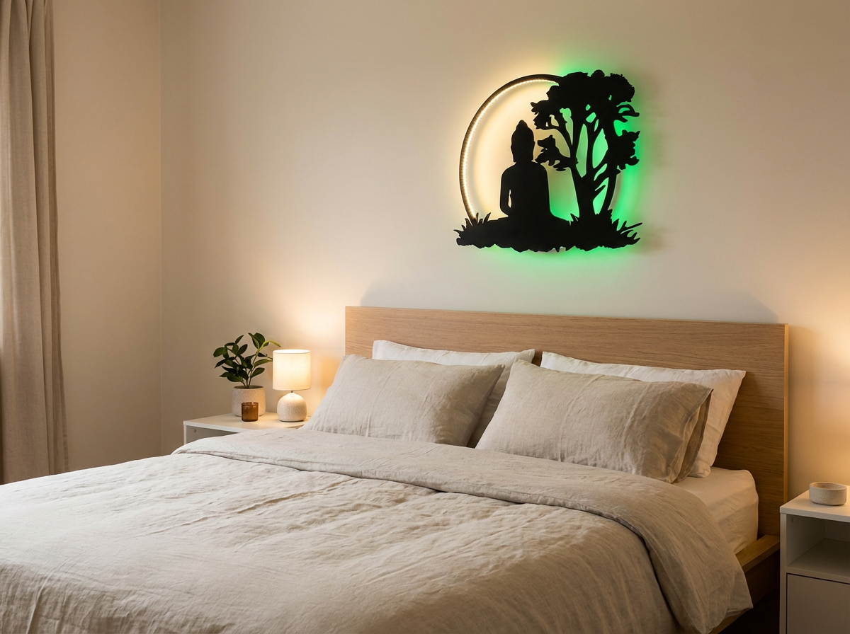 Gautam Budha Black Cutout Photo Frame With Light and Remote