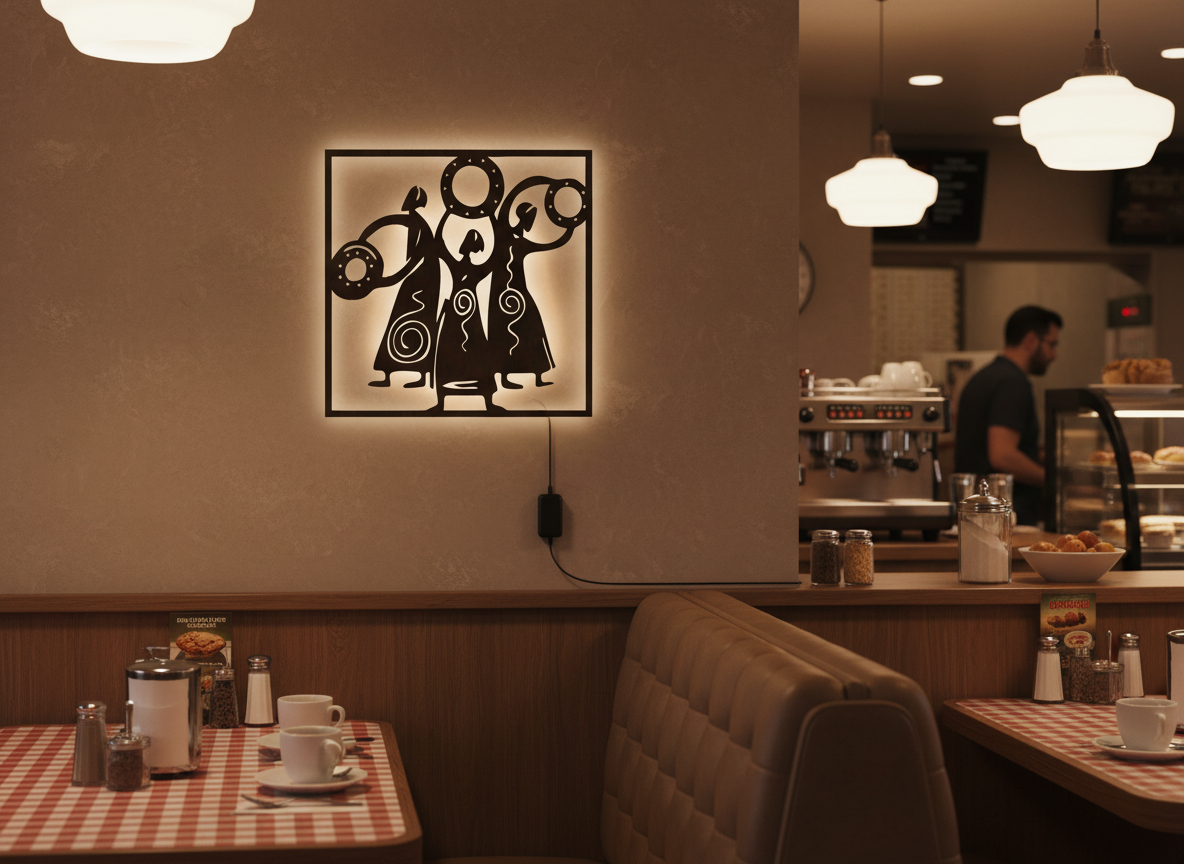 African Women Folk Dance Backlit Wooden Wall Decor with LED Night Light With Remote