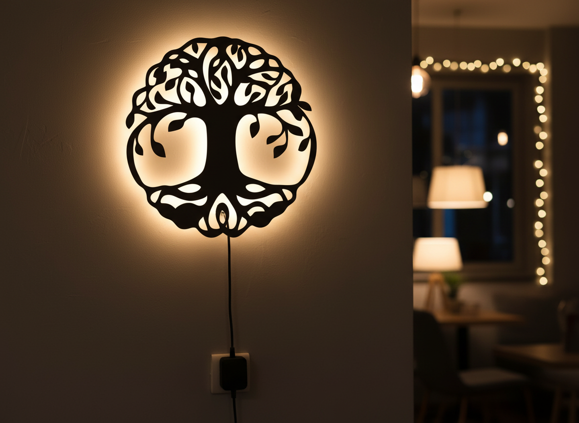 Beautiful Life of Tree Backlit Wooden Wall Decor with LED Night Light With Remote