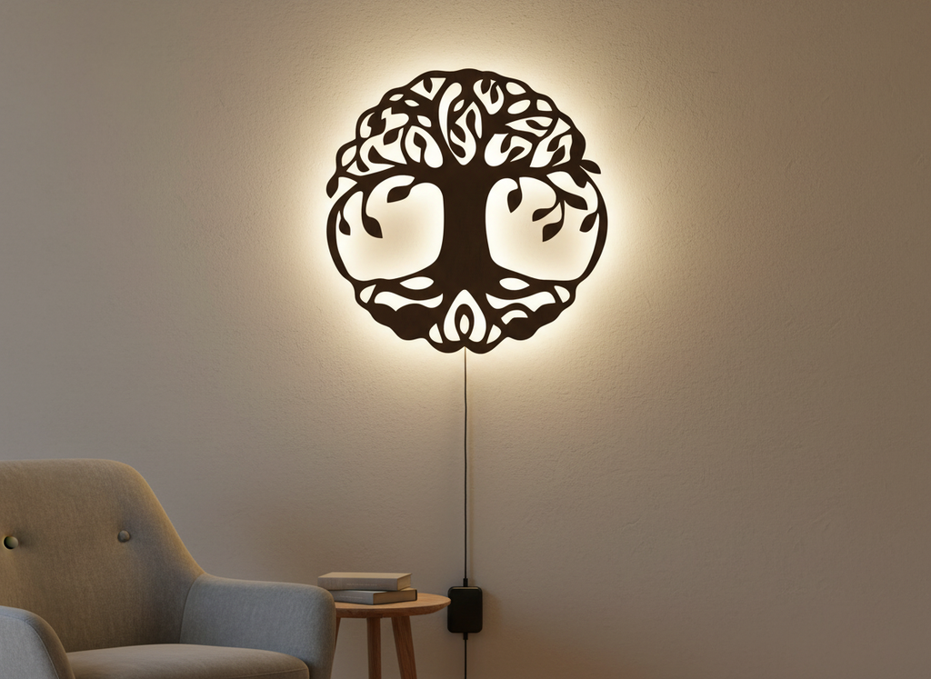Beautiful Life of Tree Backlit Wooden Wall Decor with LED Night Light With Remote