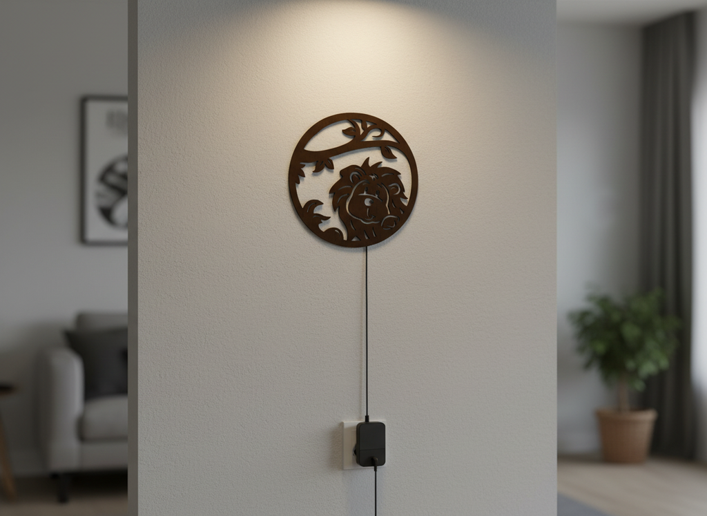 Little Lion Art Backlit Wooden Wall Decor with LED Night Light