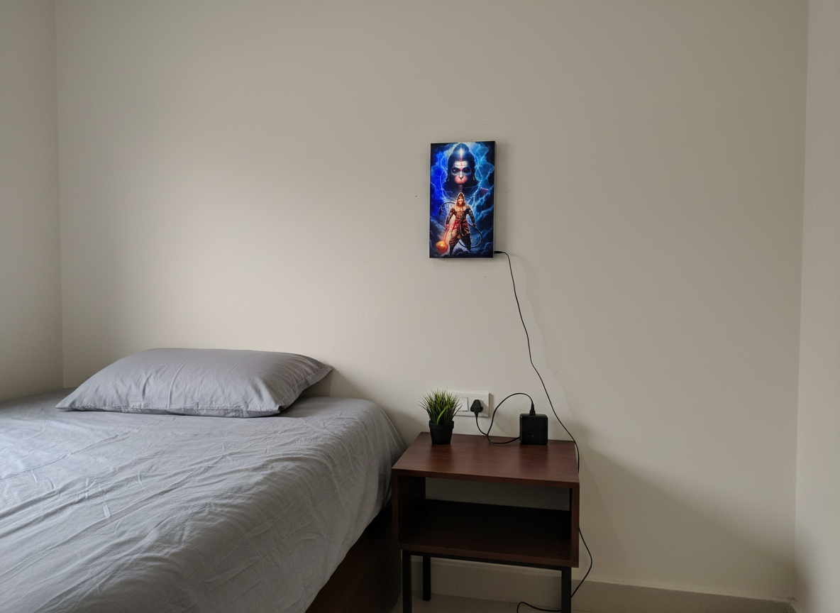 Hanuman Ji Acrylic Wall Frame With Light